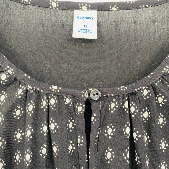 NWT Old Navy Size Medium Black & White Geometric Print Long Sleeve Midi Dress - Picture 6 of 9